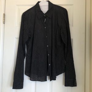 Calvin Klein black dress shirt with leaf designs